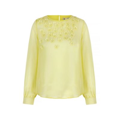 Yumi Green 3D Floral Embellished Top